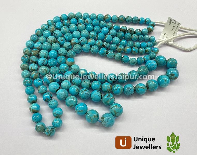 Black Spiderweb Turquoise Smooth Round Ball Beads